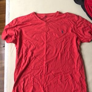 Salmon polo Ralph Lauren t shirt with blue logo